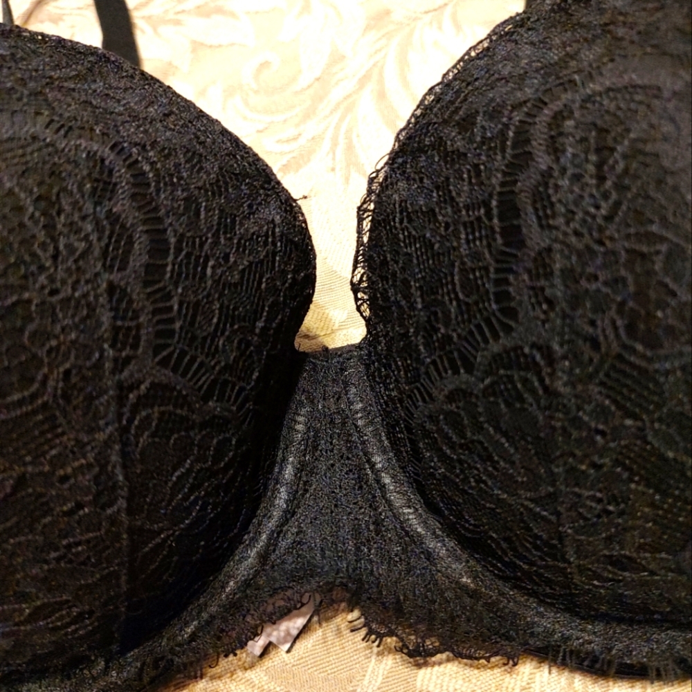 🔸🖤🔸 Fabulous Vintage VS Black Lace Lined Demi Bra - 38D - Picture 4 of 15